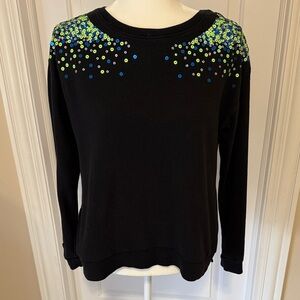 Justice 18/20 - Black Sweatshirt w/ blue, green & silver sequin shoulders.